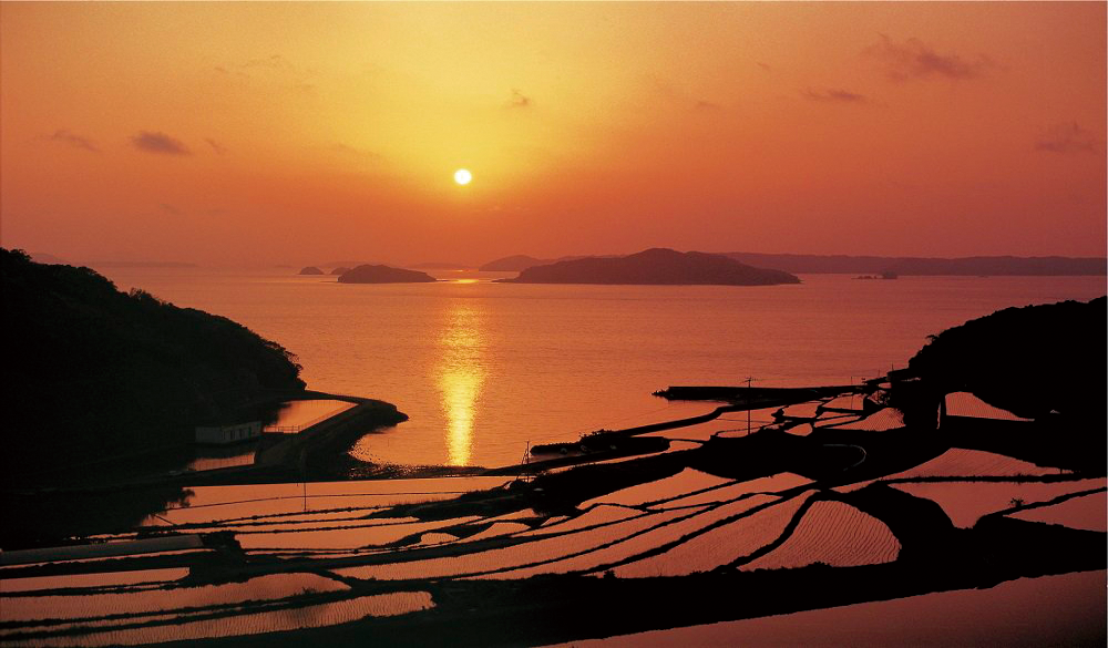 土屋棚田の夕日